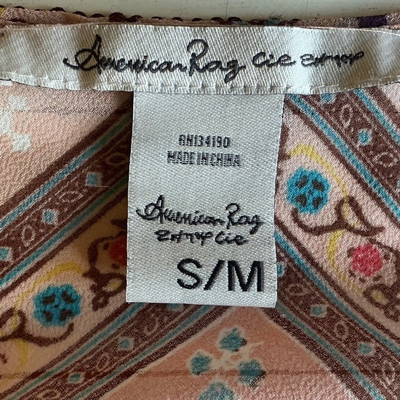 American Rag Boho Peach Brown Floral Fringe Festival Duster Kimono S M - Picture 4 of 10